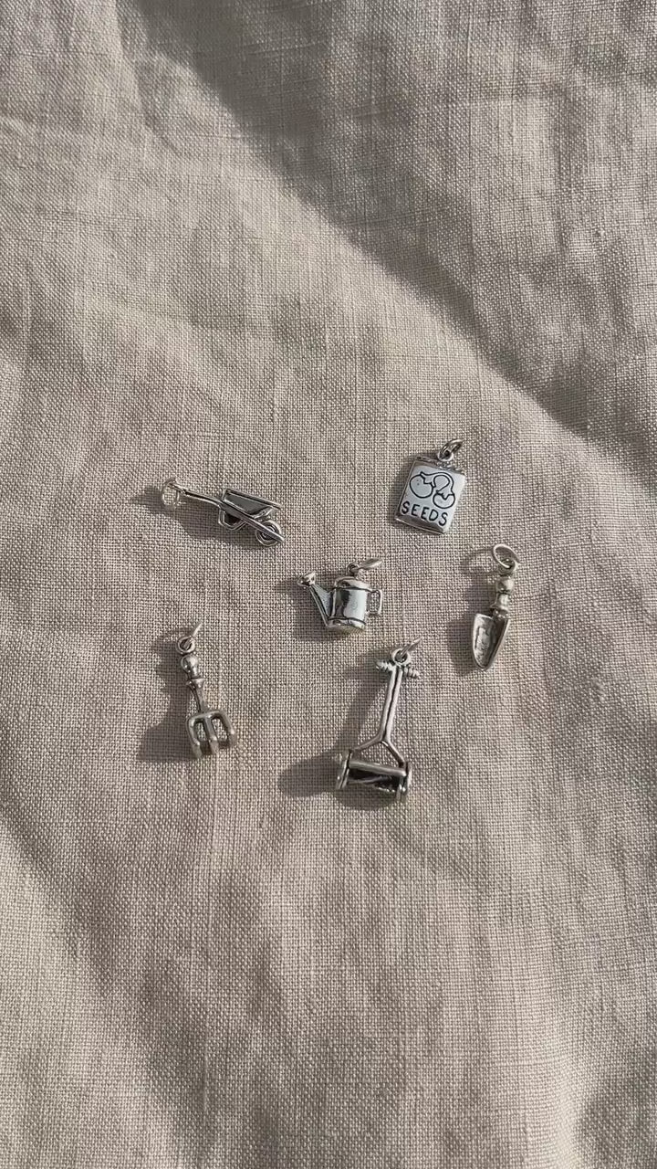 Sterling Silver Wheelbarrow Charm Pendant, Gardening Themed Minimalist Jewelry, Gift for Her
