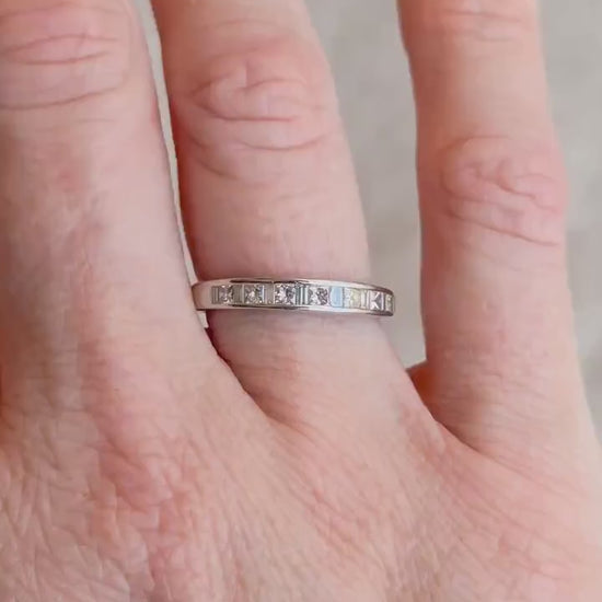Vintage Diamond Channel Set Wedding Band in 14k White Gold