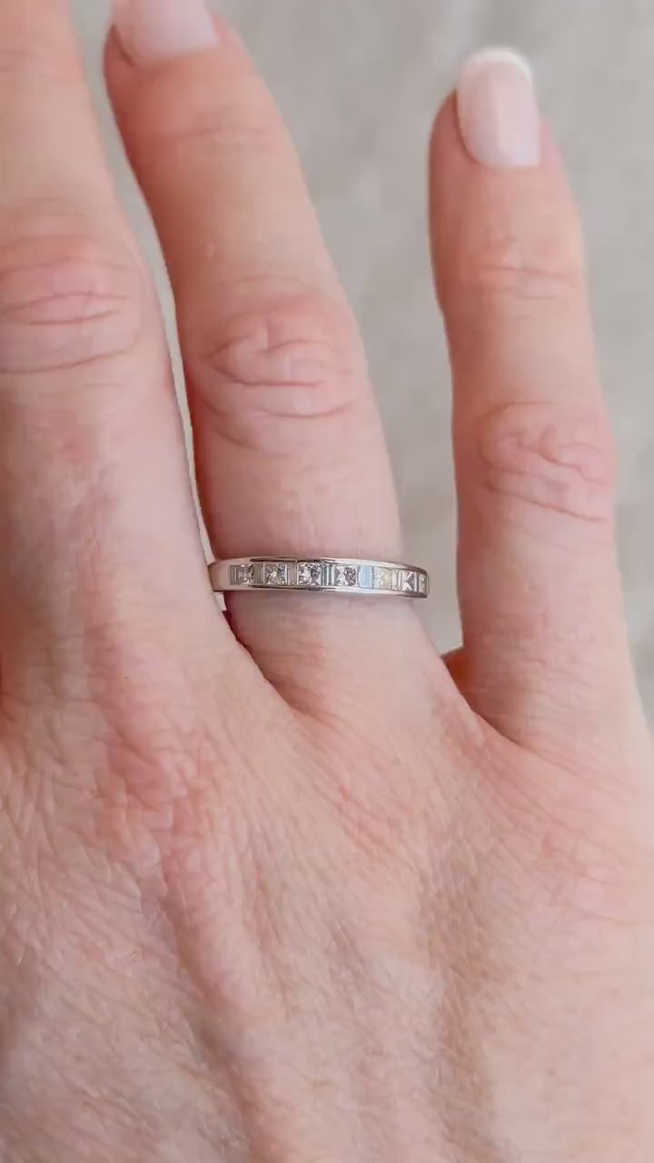 Vintage Diamond Channel Set Wedding Band in 14k White Gold