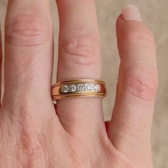 Vintage 1960s Diamond Wedding Band, 14k Gold