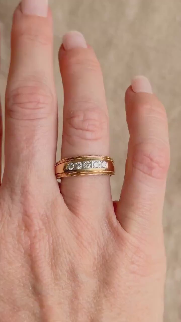 Vintage 1960s Diamond Wedding Band, 14k Gold