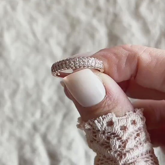 Vintage 2000s Diamond Pave Wedding Band, 14k Rose Gold