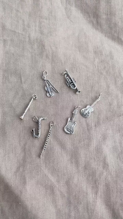 Sterling Silver Flute Charm Pendant, Music Themed Minimalist Jewelry, Gift for Her