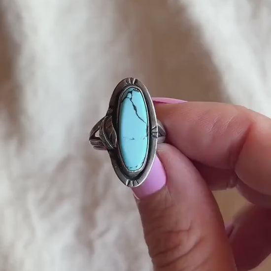 Vintage Turquoise Gemstone Ring in Sterling Silver