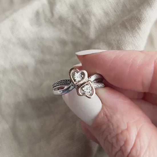 Vintage Heart Infinity Ring in 10k White and Rose Gold