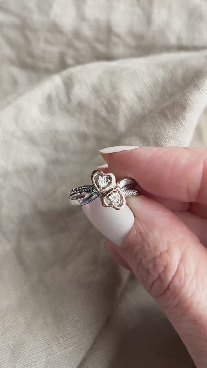 Vintage Heart Infinity Ring in 10k White and Rose Gold