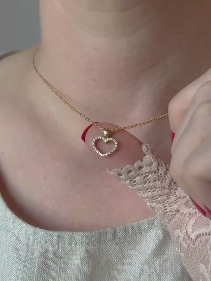 Vintage Diamond Heart Pendant in 14k Gold