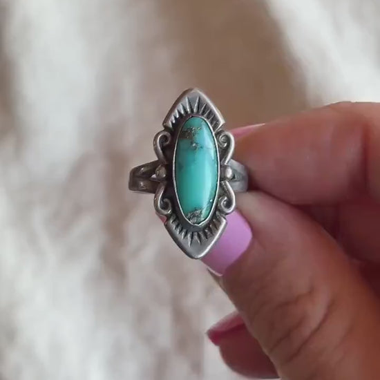 Vintage Turquoise Gemstone Ring in Sterling Silver