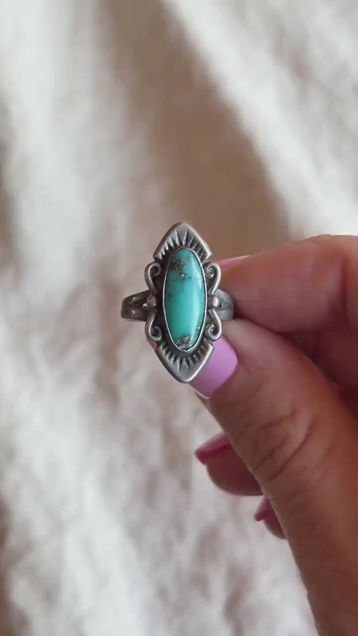 Vintage Turquoise Gemstone Ring in Sterling Silver