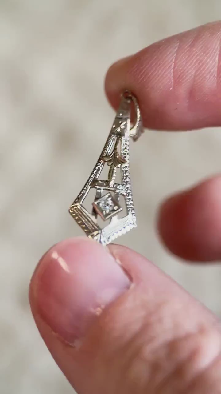 Vintage Diamond Pendant in 10k White Gold