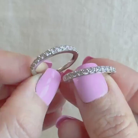 Vintage 1990s Diamond Wedding Band, 14K White Gold, Classic Straight Band, Prong Set Diamonds