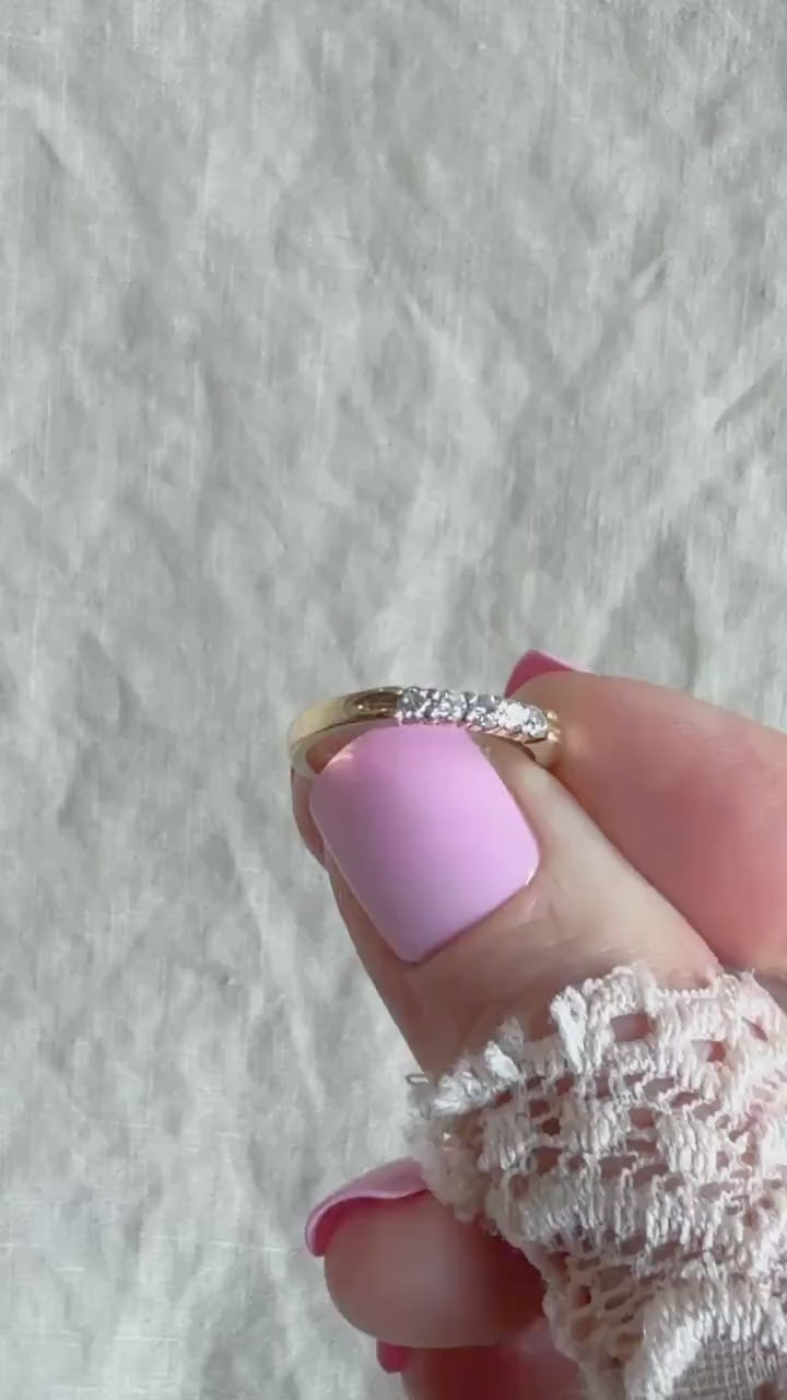 Vintage 1990s Diamond Wedding Band in 14k Gold