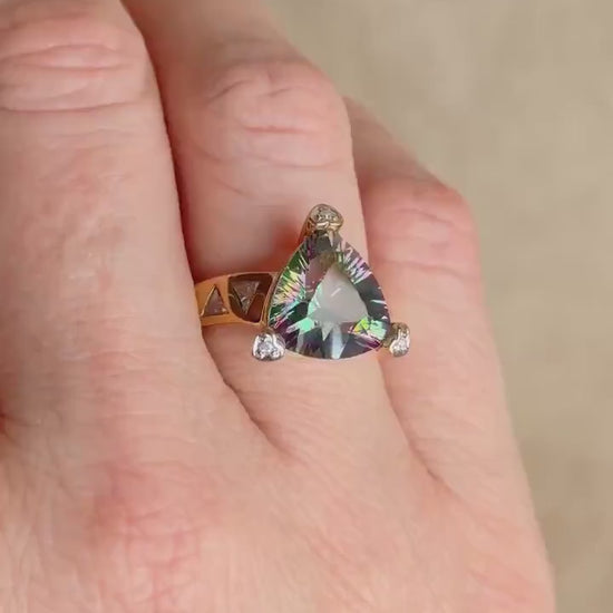 Vintage 1990s Mystic Topaz & Diamond Ring, 10k Gold