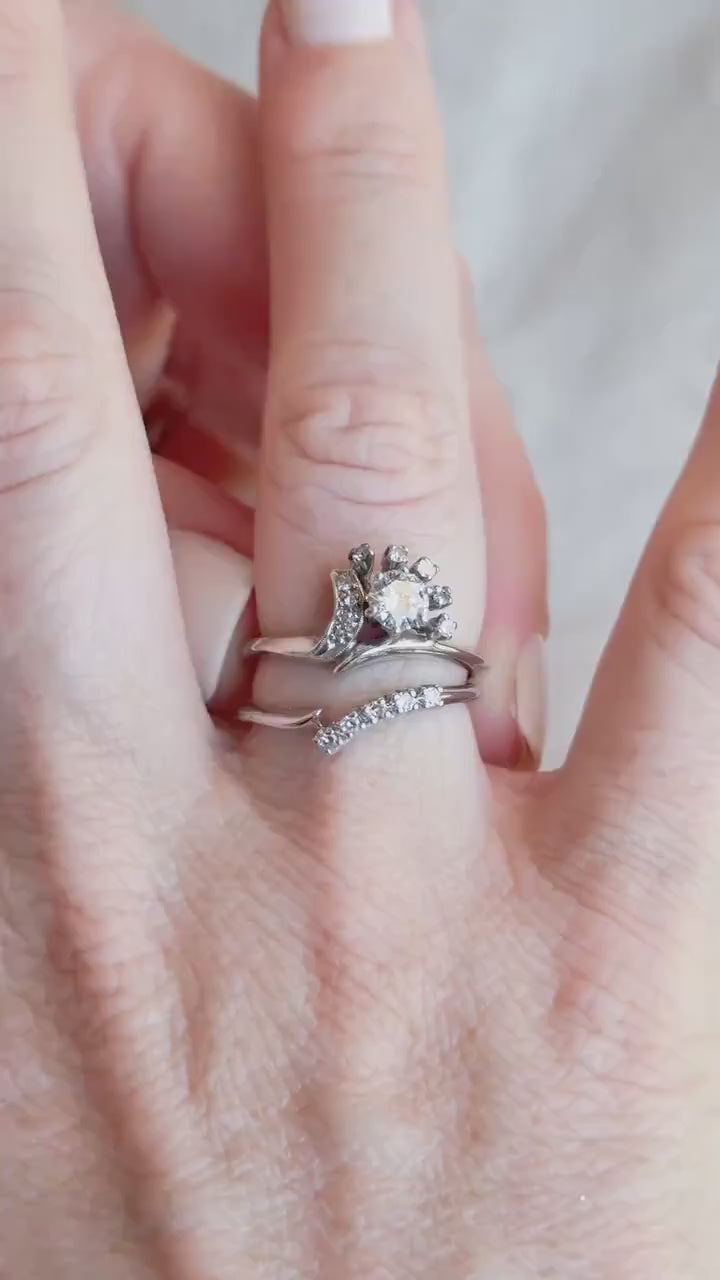 Vintage 1950s Bridal Set, Diamond Engagement Ring & Wedding Band