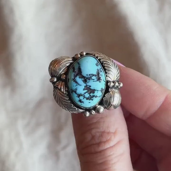 Vintage Turquoise Gemstone Ring in Sterling Silver