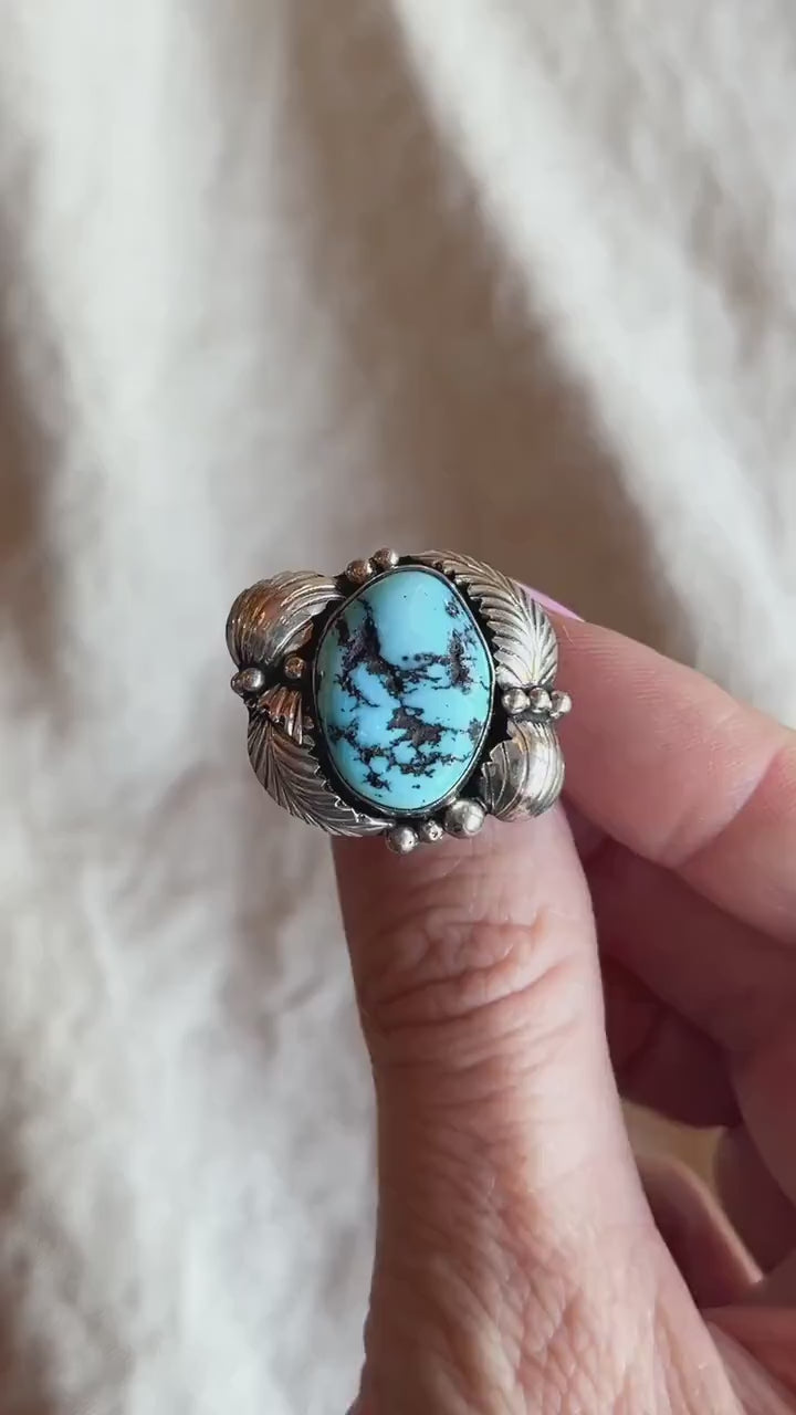 Vintage Turquoise Gemstone Ring in Sterling Silver