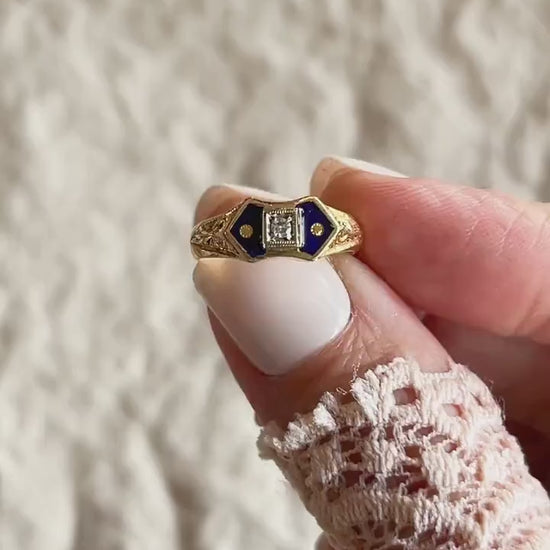 Antique 1920s Art Deco Diamond Engagement Ring, 18k Gold