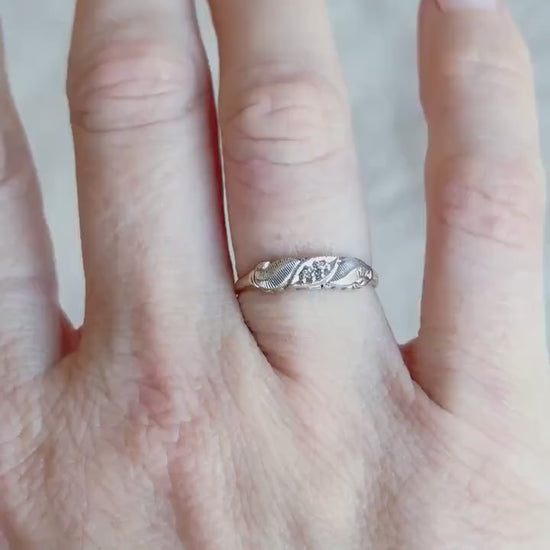 Vintage Diamond Filigree Wedding Band in 14k Gold