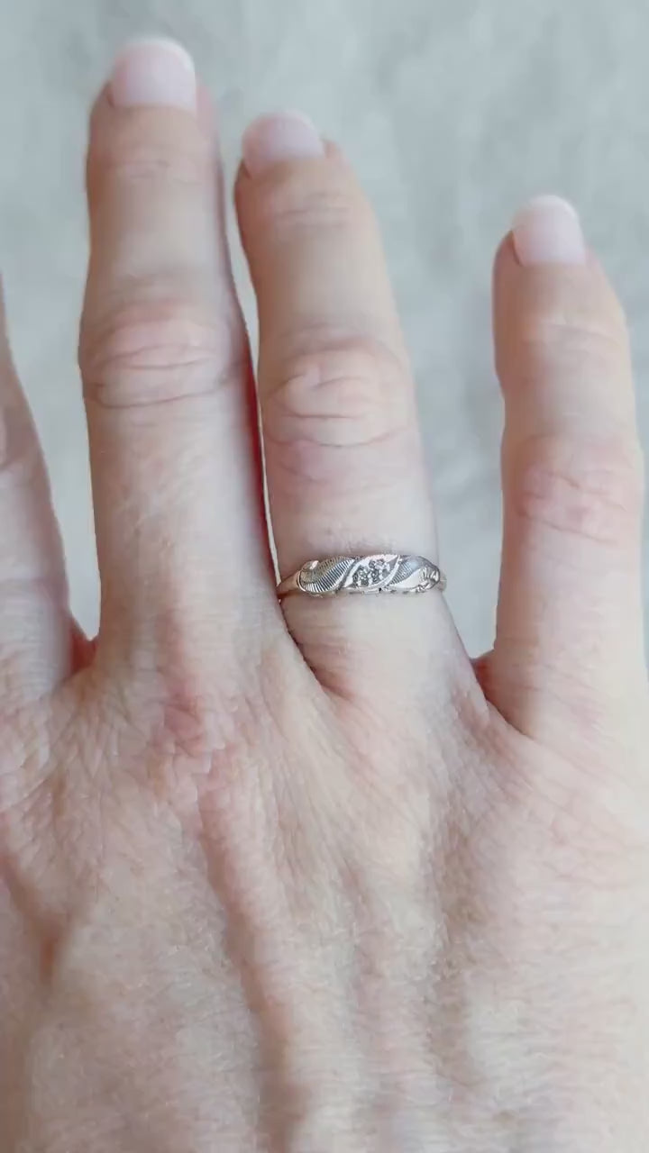 Vintage Diamond Filigree Wedding Band in 14k Gold