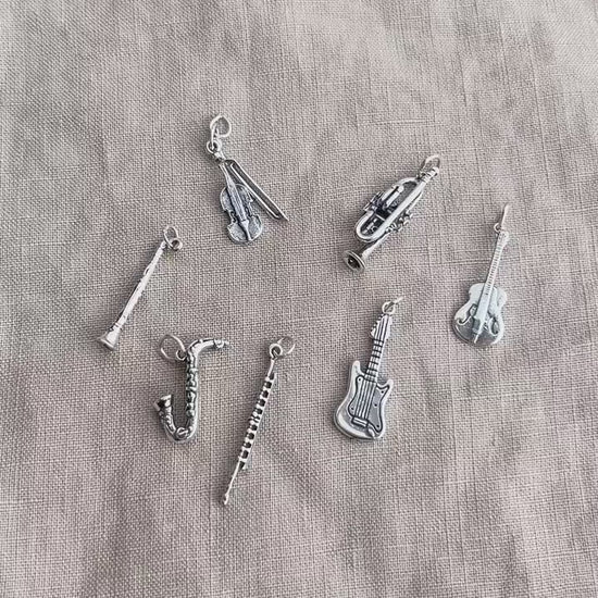 Sterling Silver Trumpet Charm Pendant, Music Themed Minimalist Jewelry, Gift for Her
