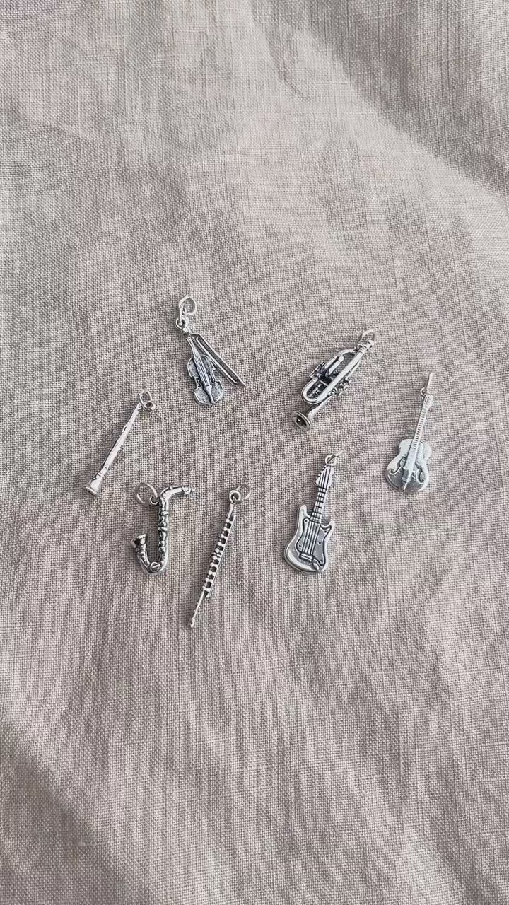 Sterling Silver Trumpet Charm Pendant, Music Themed Minimalist Jewelry, Gift for Her