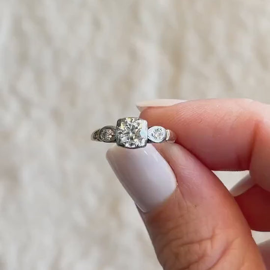Vintage 1940s Art Deco Diamond Engagement Ring, 14k Gold