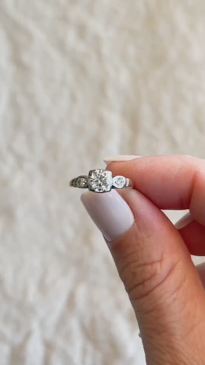 Vintage 1940s Art Deco Diamond Engagement Ring, 14k Gold