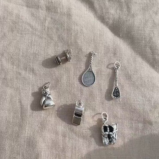 Sterling Silver Lacrosse Charm Pendant, Sports Themed Minimalist Jewelry, Gift for Her