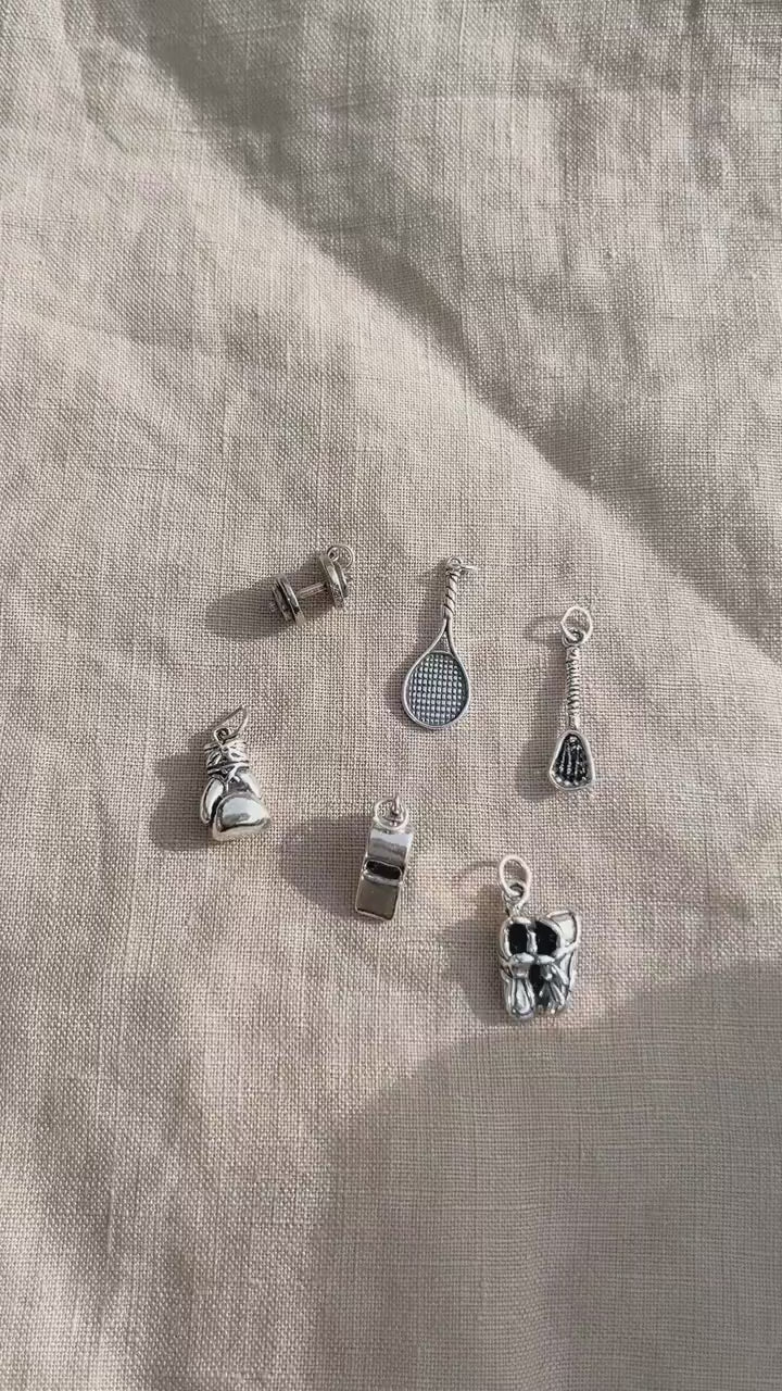 Sterling Silver Lacrosse Charm Pendant, Sports Themed Minimalist Jewelry, Gift for Her
