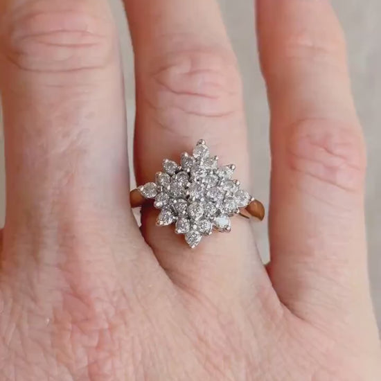Vintage Diamond Cluster Ring in 14k Gold