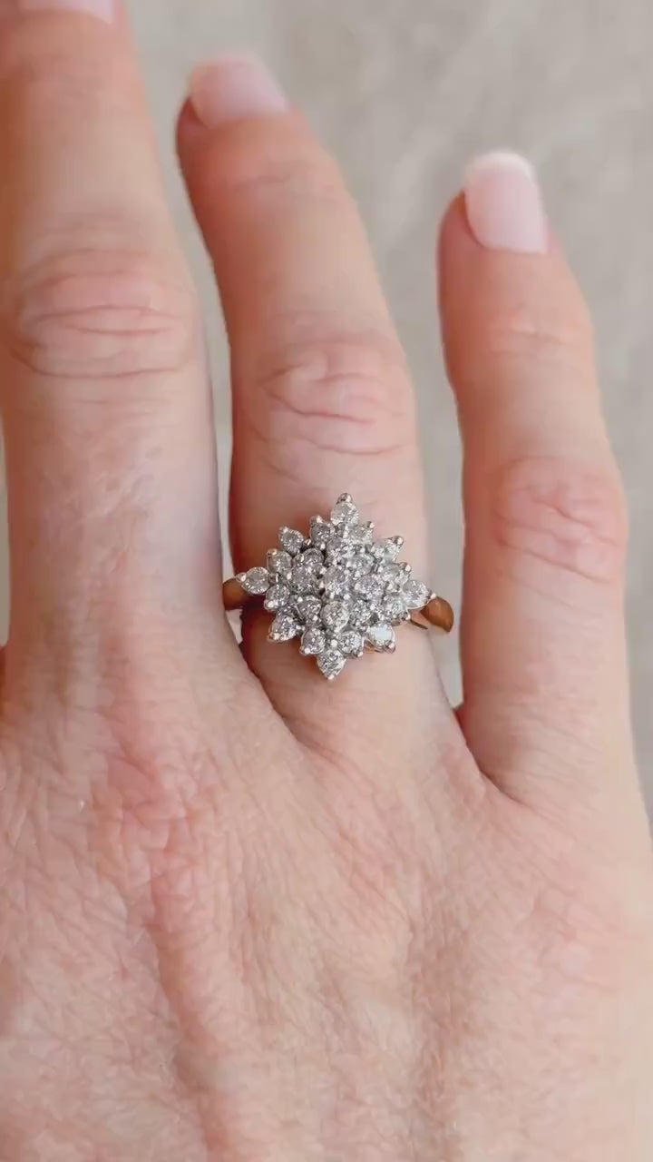Vintage Diamond Cluster Ring in 14k Gold