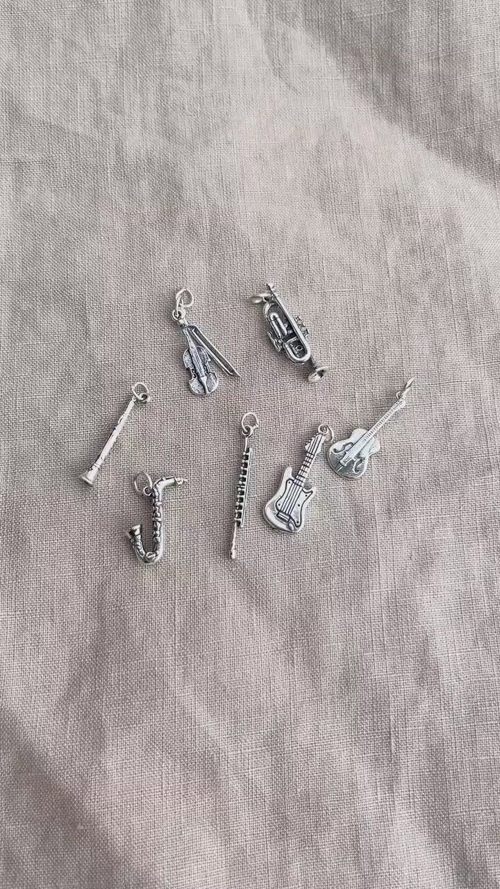 Sterling Silver Saxophone Charm Pendant, Music Themed Minimalist Jewelry, Gift for Her