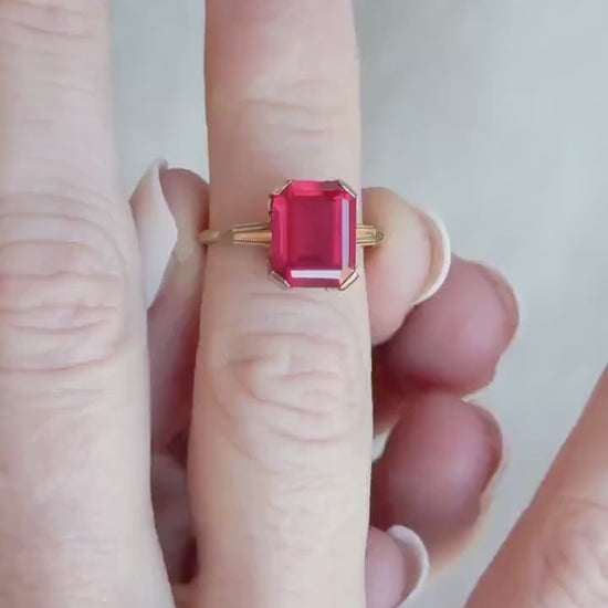 Vintage Art Deco Ruby Ring in 10k Gold