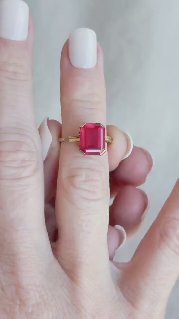 Vintage Art Deco Ruby Ring in 10k Gold