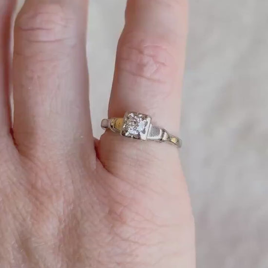 Antique 1920s Art Deco Diamond Engagement Ring, 14k White Gold