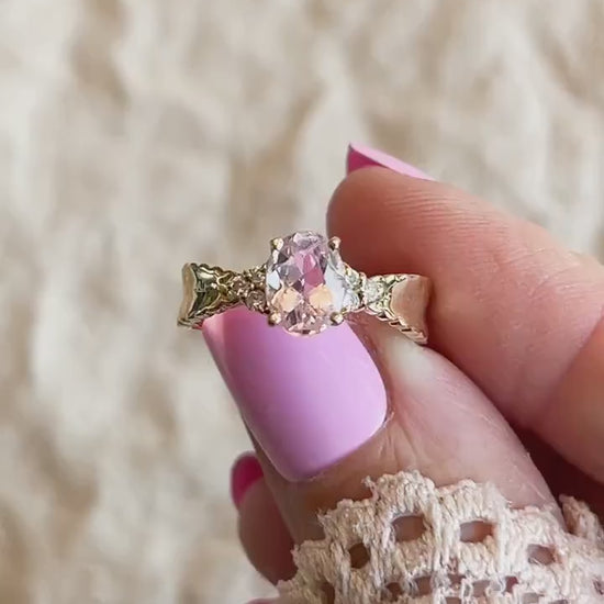 Vintage Morganite Gemstone Ring in 14k Gold