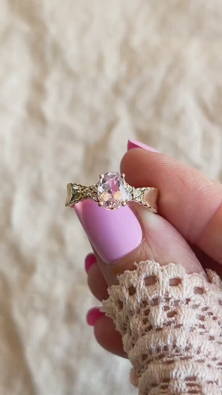 Vintage Morganite Gemstone Ring in 14k Gold