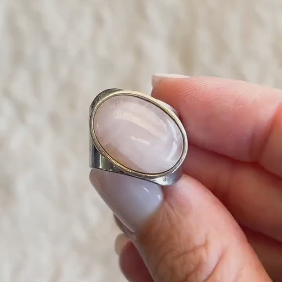 Vintage Jay King Rose Quartz Gemstone Ring in Sterling Silver