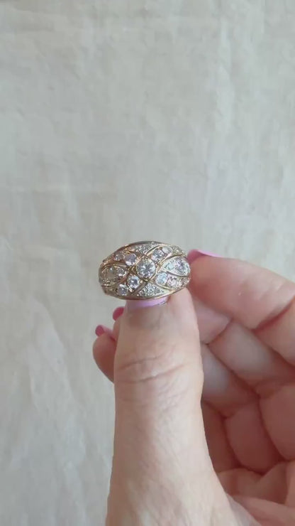 Vintage 1950s Diamond Engagement Ring, 14k Gold Wedding Band, Criss Cross Design • One-of-a-kind Jewelry