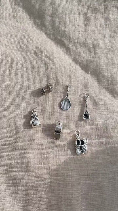 Sterling Silver Lacrosse Charm Pendant, Sports Themed Minimalist Jewelry, Gift for Her