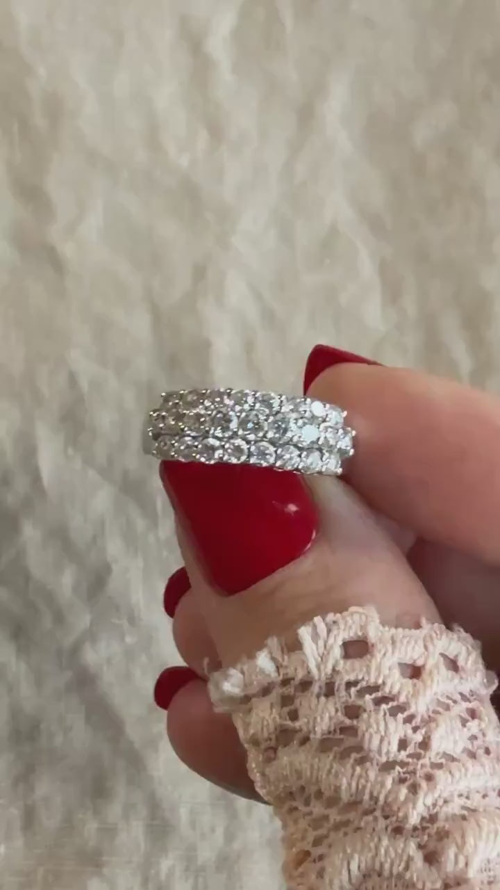 Vintage 1990s Diamond Wedding Band in 18k White Gold