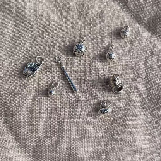 Sterling Silver Football Charm Pendant, Sports Themed Minimalist Jewelry, Gift for Her