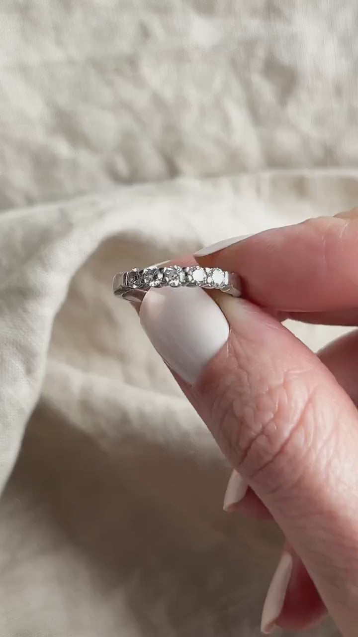 Vintage Diamond Wedding Band in 14k White Gold