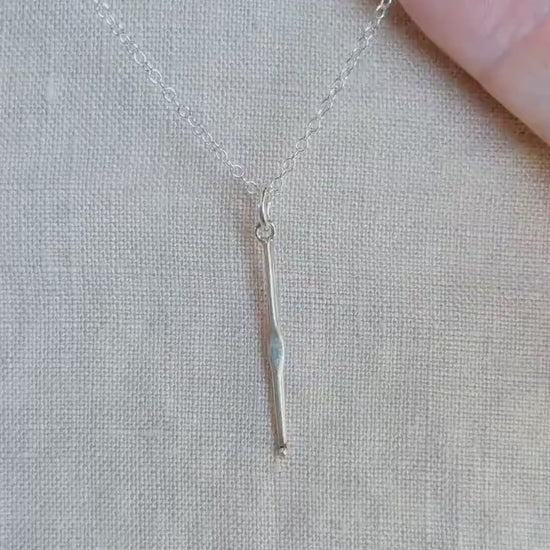 Sterling Silver Crochet Hook Charm Pendant, Crafting Themed Minimalist Jewelry, Gift for Her