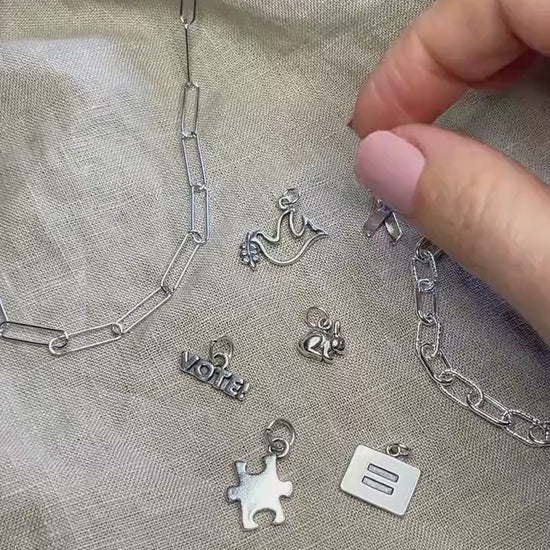 Sterling Silver Dove Charm Pendant, Symbolic Themed Minimalist Jewelry, Gift for Her
