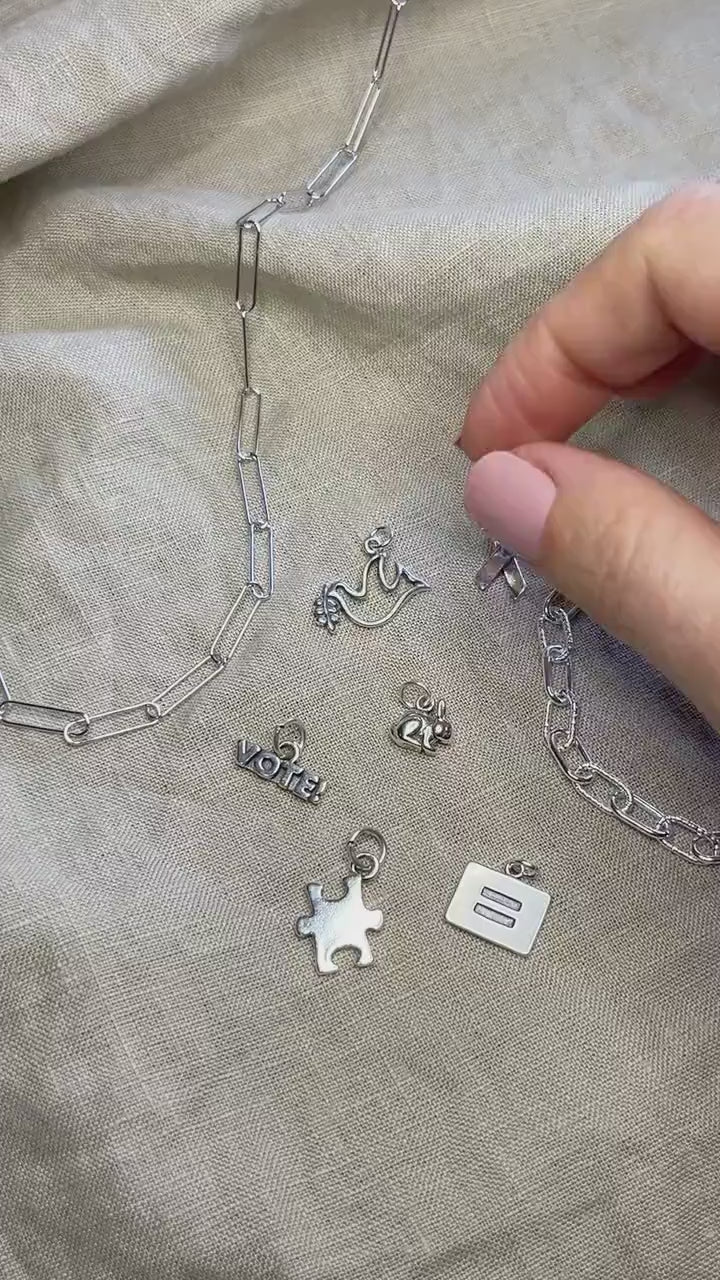 Sterling Silver Dove Charm Pendant, Symbolic Themed Minimalist Jewelry, Gift for Her