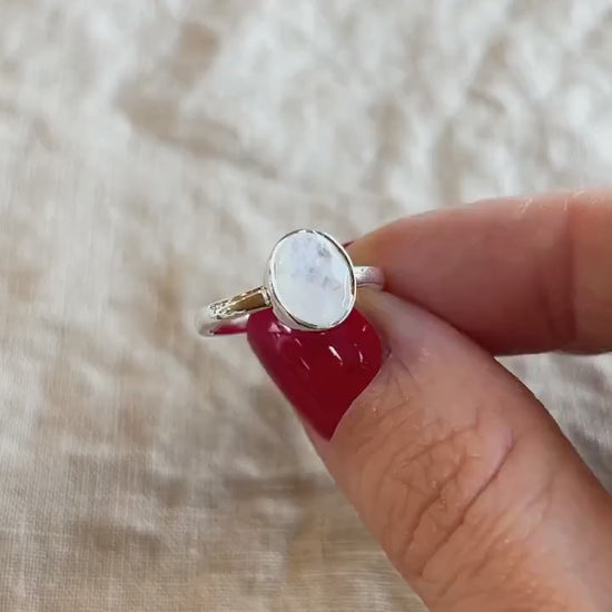 Moonstone Gemstone Ring in Sterling Silver