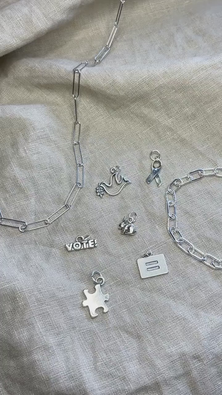 Sterling Silver Puzzle Piece Charm Pendant, Autism Awareness & Puzzle Themed Jewelry, Gift for Her