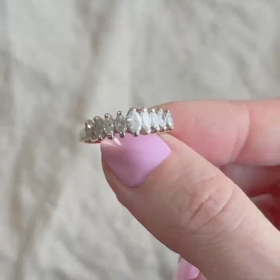 Vintage 1970s Marquise Diamond Anniversary Band, 14k Gold