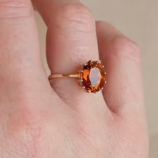 Vintage 1990s Citrine Solitaire Ring in 9k Gold
